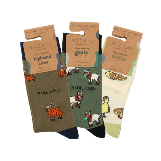 Farm Animals Bundle of 3 Bamboo Sock Set