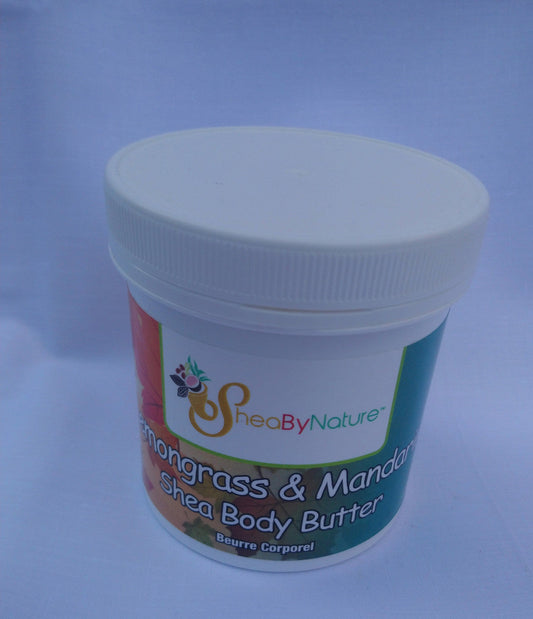 Sheabynature Lemon grass & Mandarin Shea Butter Body Butter, Refreshing Intensive Body Moisturiser for very Dry Skin. 100% Natural Hand made. 250g