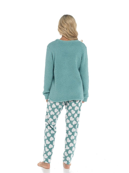 OLIVIA ROCCO Panda Snuggle Fleece Pyjama Set Women With Printed Pants Easy Care Fabric