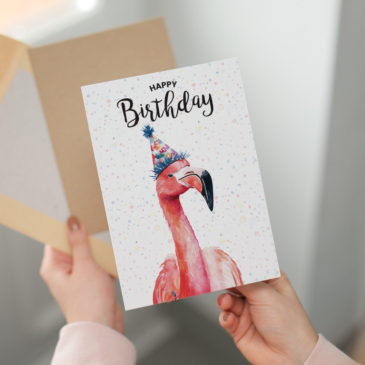 Birthday Card For Him or Her Of A Flamingo Illustration For Him or Her Birthday Gift