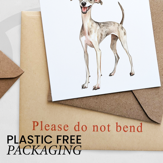 Whippet Birthday Card – Cute Dog Lover Card with Party Hat – Pawsome Birthday Greeting Card for Dog Owners