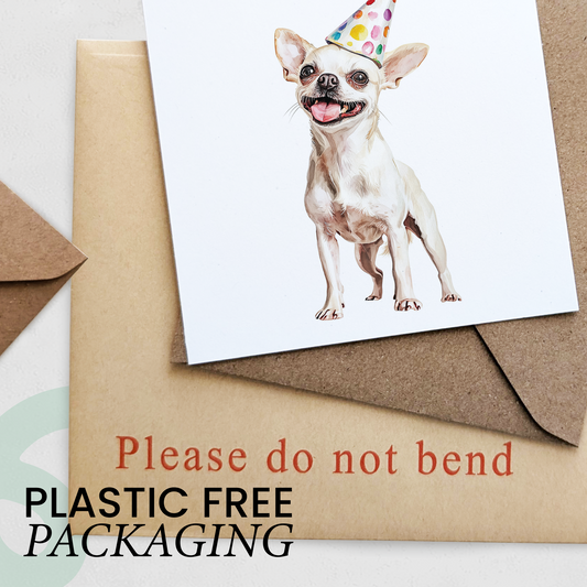 Chihuahua Birthday Card – Cute Dog Lover Card with Party Hat – Pawsome Birthday Greeting Card for Dog Owners
