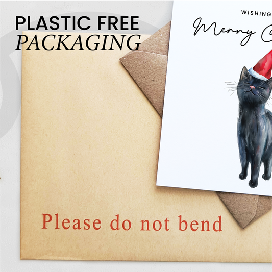 Black Cat Christmas Card – Cute Cat Lover Christmas Card – Eco Friendly “Merry Christmas” Card – Black Kitten Holiday Card