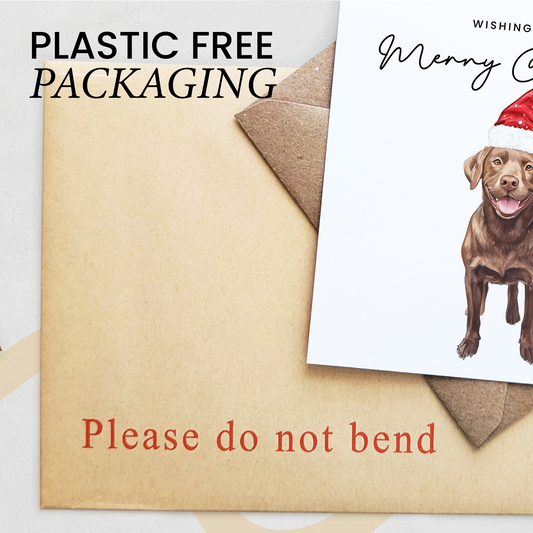 Chocolate Labrador Dog Christmas Card – Cute Dog Lover Christmas Card – Eco Friendly “Merry Christmas” Card – Chocolate Labrador Holiday Card