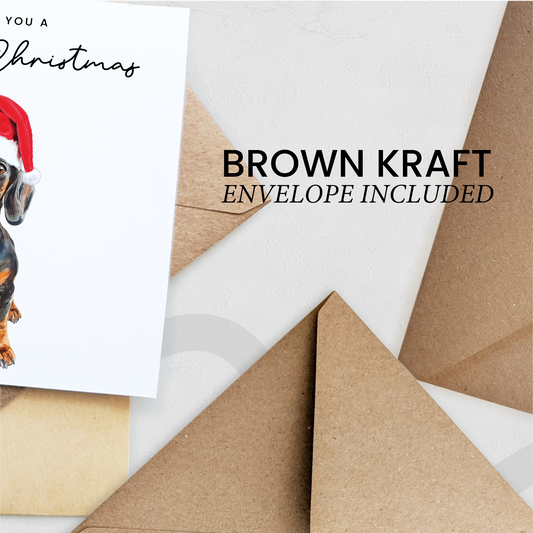 Dachshund Dog Christmas Card – Cute Dog Lover Christmas Card – Eco Friendly “Merry Christmas” Card – Dachshund Holiday Card