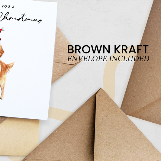 Golden Retriever Dog Christmas Card – Cute Dog Lover Christmas Card – Eco Friendly “Merry Christmas” Card – Golden Retriever Holiday Card