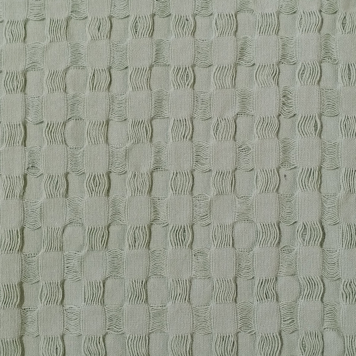 OLIVIA ROCCO Florian Checked Throw Blanket Sage Green 100% Cotton Bedspread For Sofas