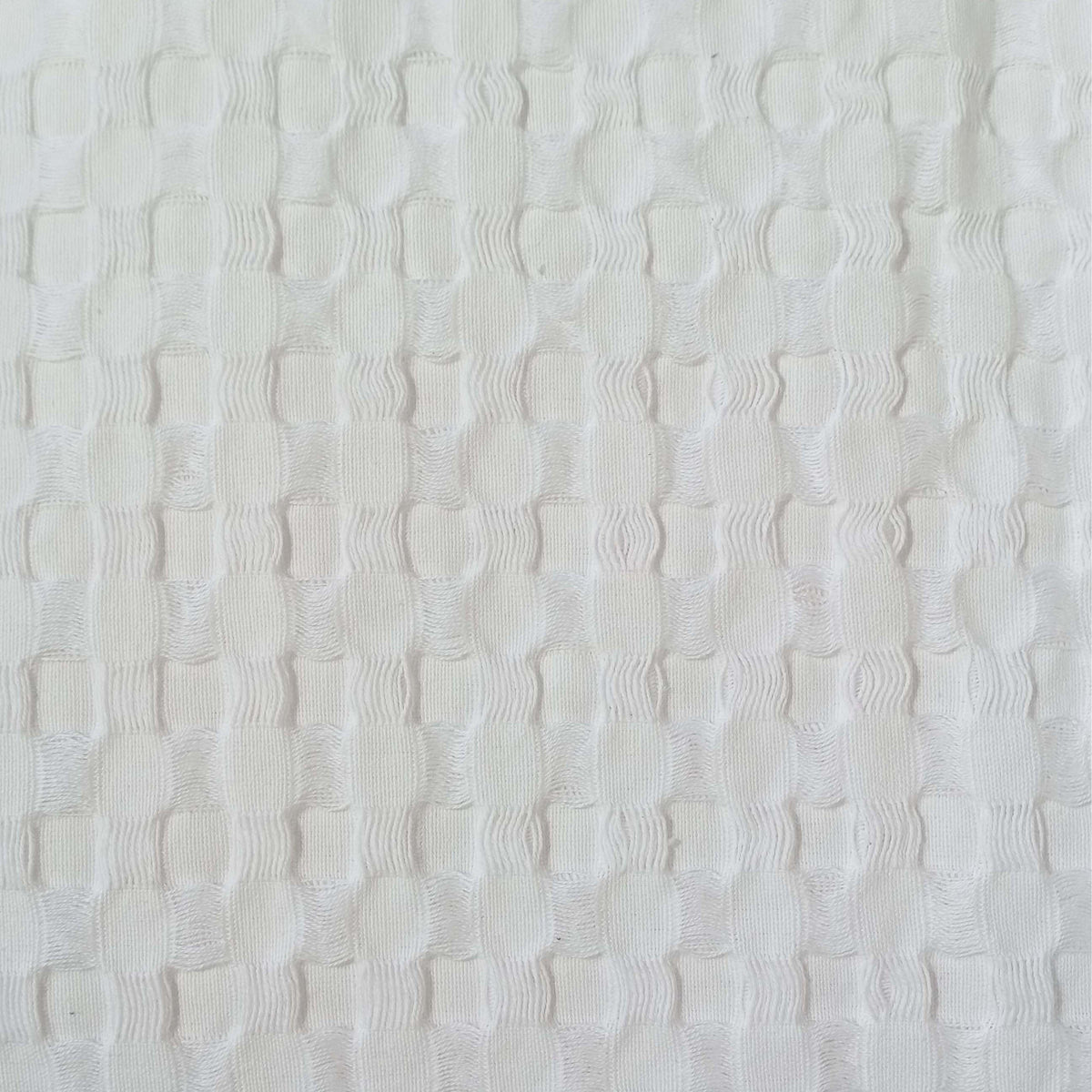 OLIVIA ROCCO Florian Checked Throw Blanket White 100% Cotton Bedspread For Sofa And Bed