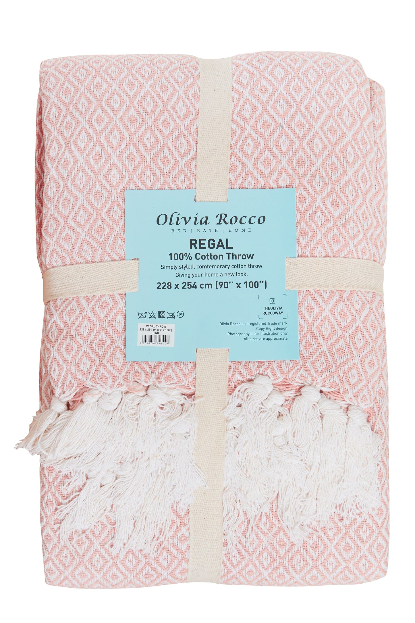 Regal Handwoven Pure Cotton Throw Blanket with Diamond Geometric Pattern Eco-Friendly Durable Bedspread Sofa Cover in Multiple Sizes by OLIVIA ROCCO