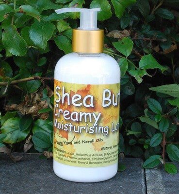 Shea Butter Creamy Lotion for Body (250ml) with Neroli and Ylang Ylang Essential Oils. Great Moisturising Lotion for Stretchmarks and Dry Skin