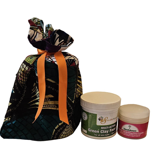 Face Care Gift Set - Green Clay Face Mask & Rose Rehydration Face Cream with Vegan Collagen for Mature Skin