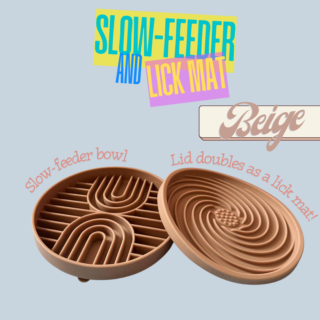 Slow & Steady - 2-in-1 Slow Feeder Bowl & Lick Mat | Calmer Mealtimes | Tail Tips UK
