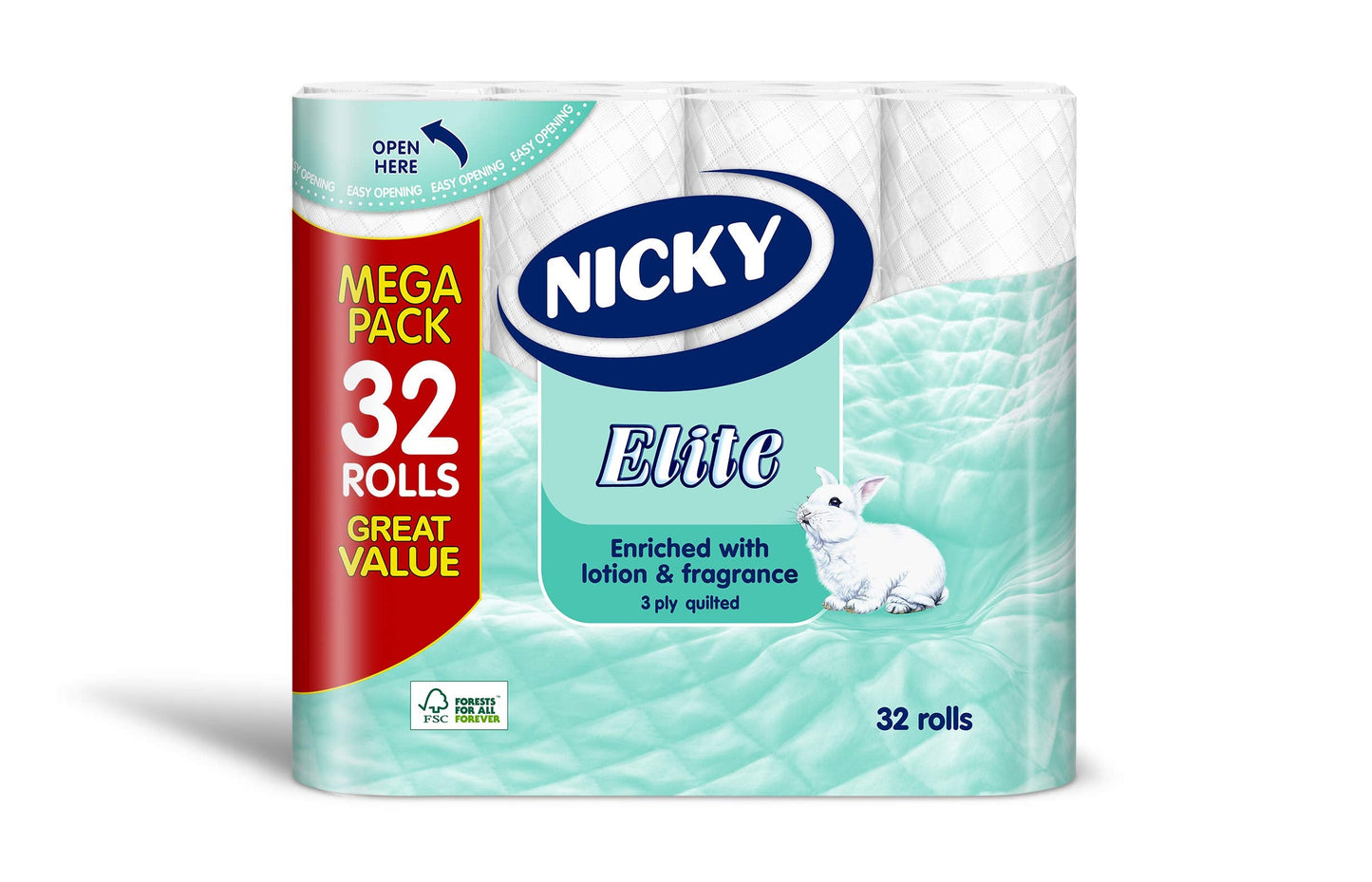 2 x White Leaf 32 Roll - 64 Rolls