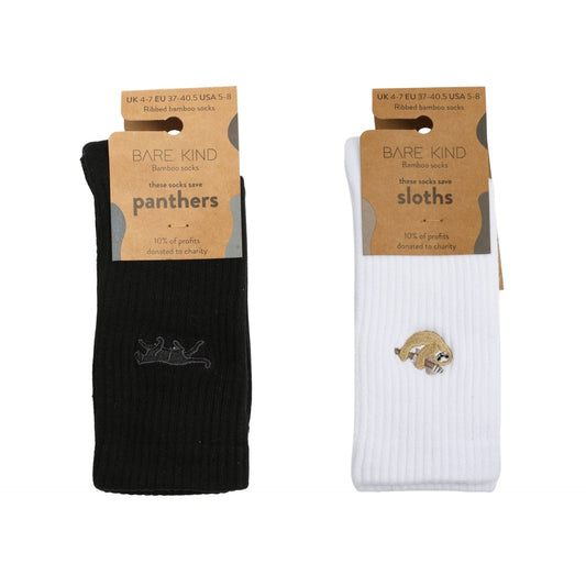 Black & White Ribbed 2 Pack Bamboo Sock Set