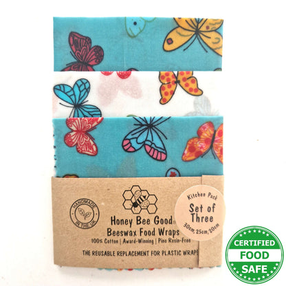 *Set of 3 Handmade Beeswax Wraps | Butterflies