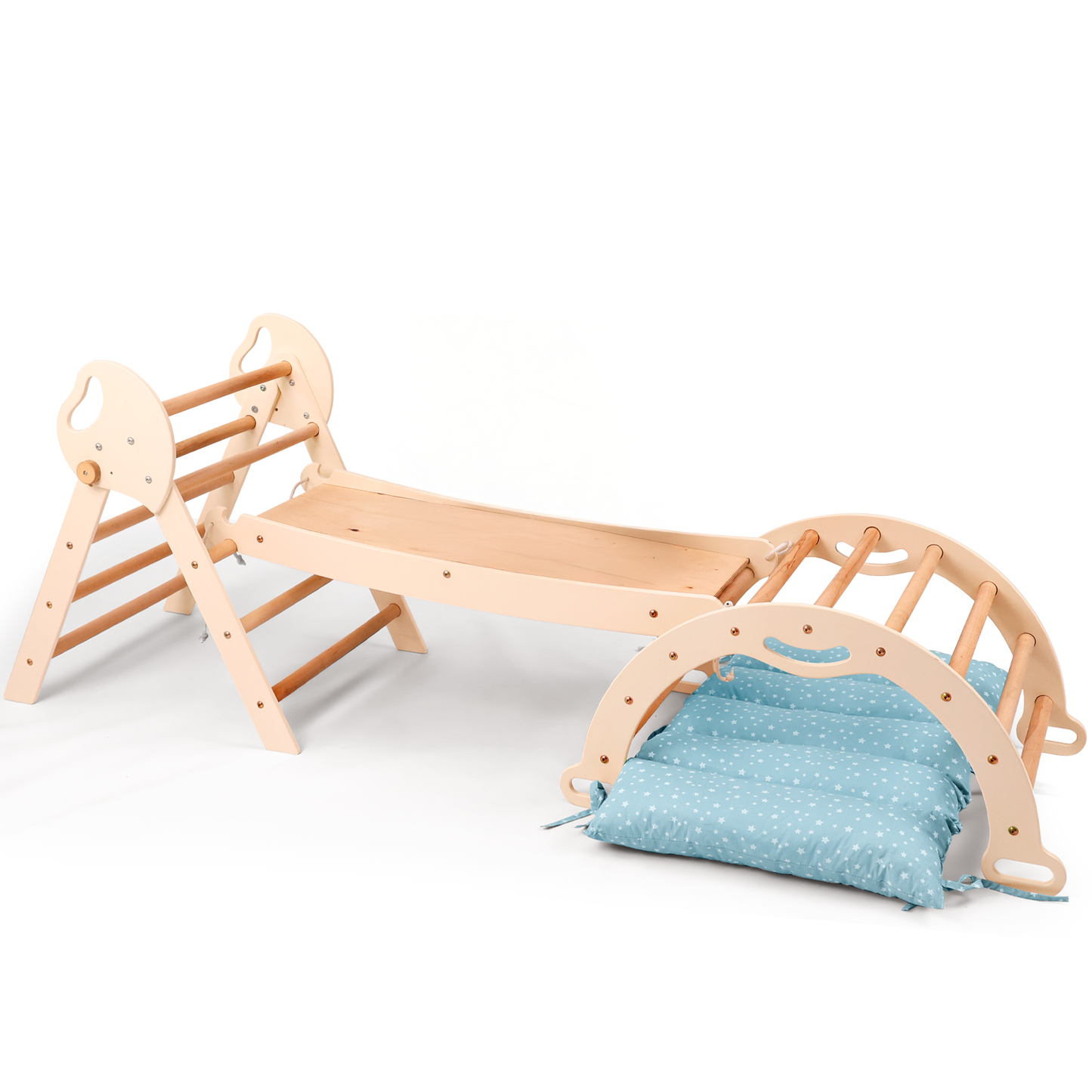 4in1 Montessori Climbing Frame: Pikler Triangle + Arch + Slide Board + Cushion for Toddlers (1–3 Years)-10