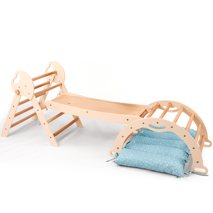 4in1 Montessori Climbing Frame: Pikler Triangle + Arch + Slide Board + Cushion for Toddlers (1–3 Years)-10