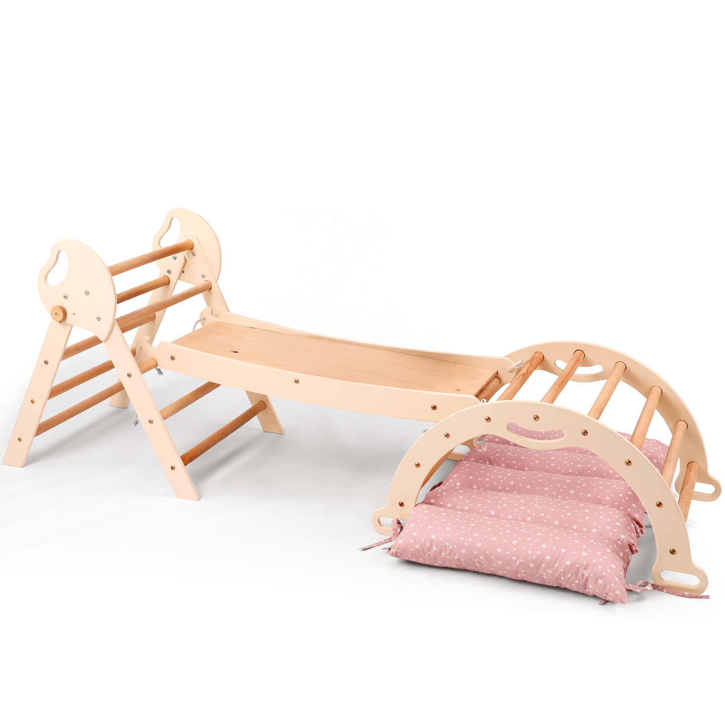 4in1 Montessori Climbing Frame: Pikler Triangle + Arch + Slide Board + Cushion for Toddlers (1–3 Years)-9