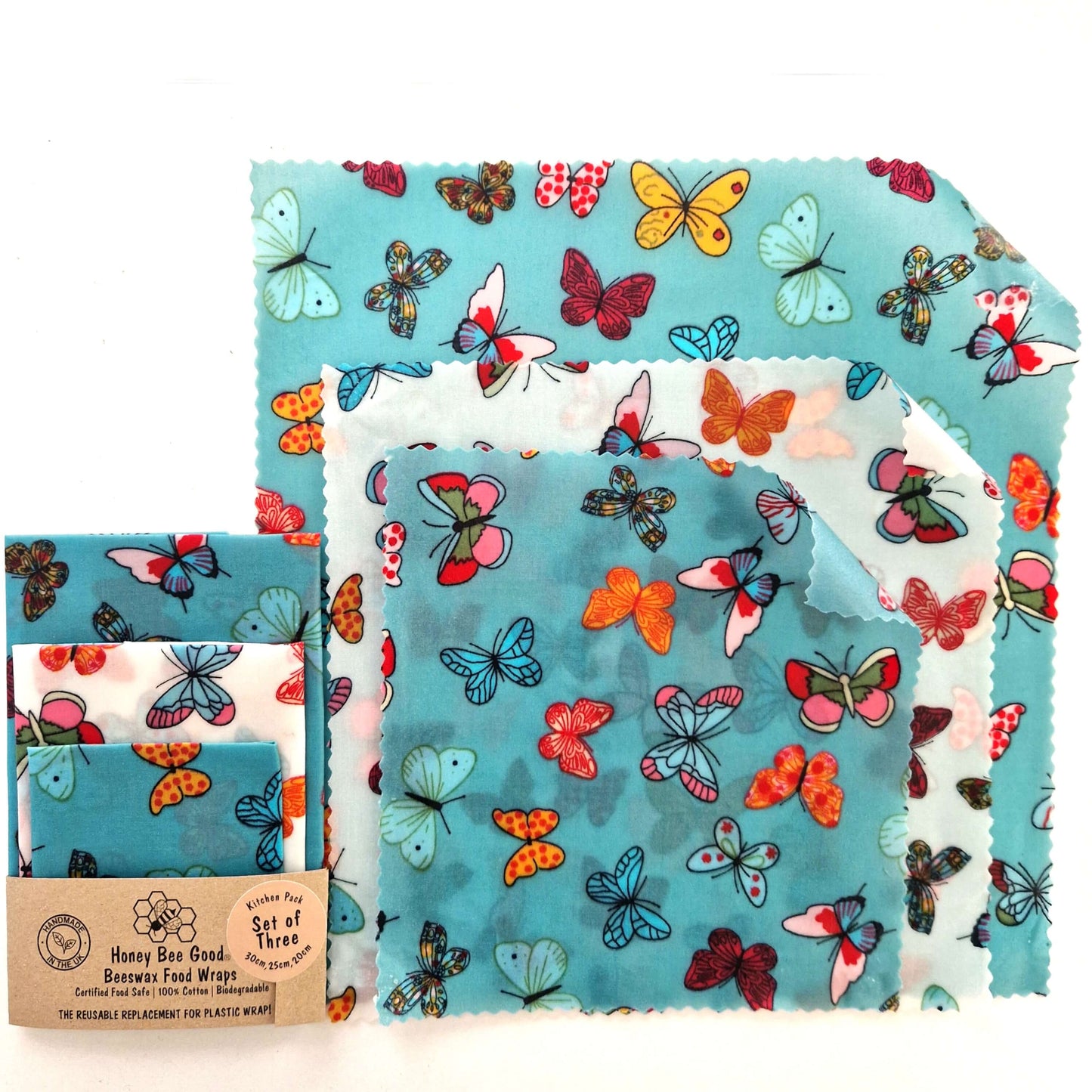 *Set of 3 Handmade Beeswax Wraps | Butterflies