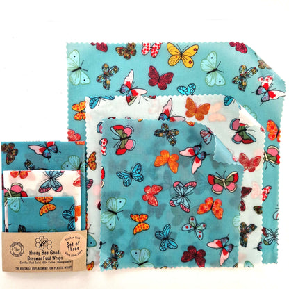 *Set of 3 Handmade Beeswax Wraps | Butterflies