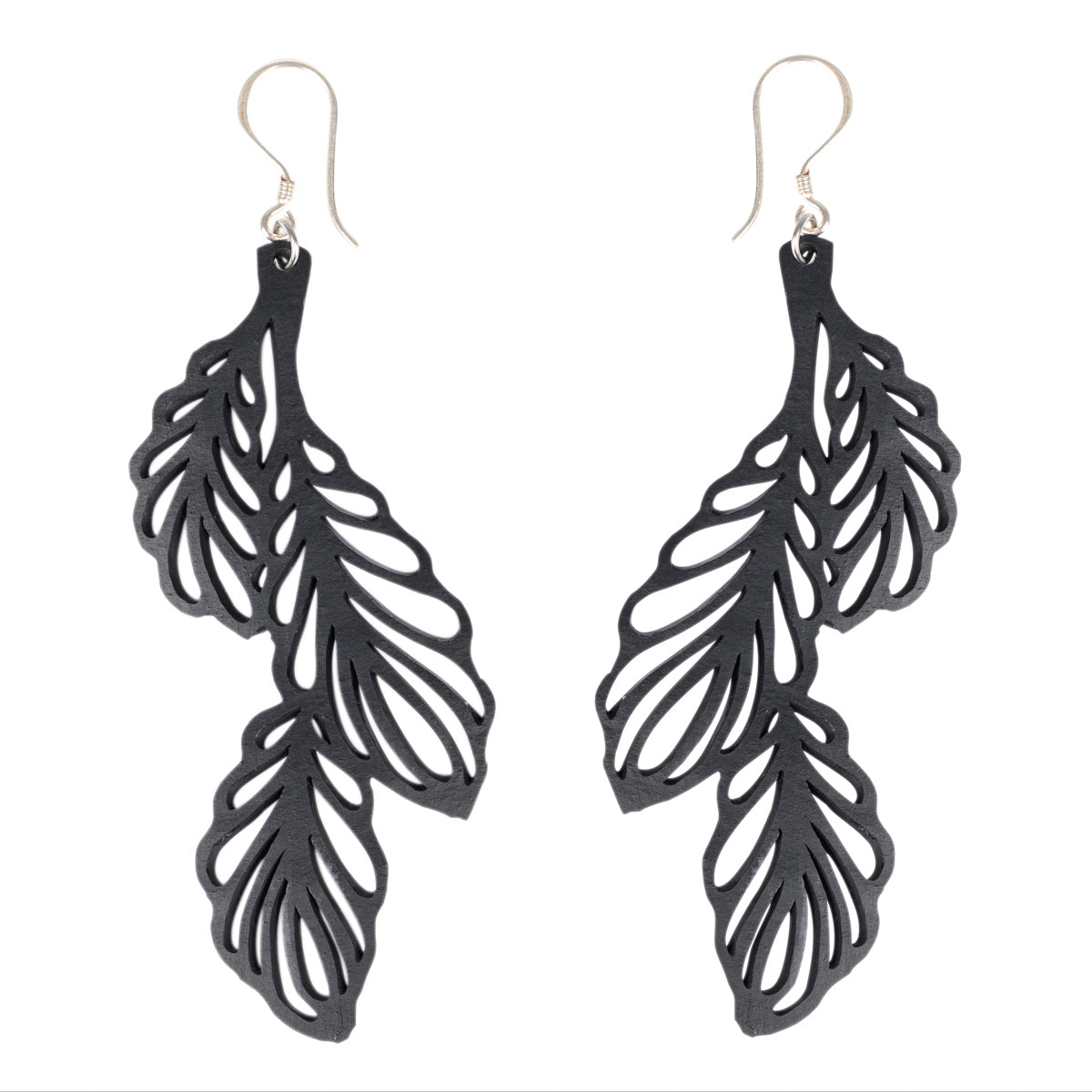 Trifolia Upcycled Rubber Statement Leaf Earrings-1