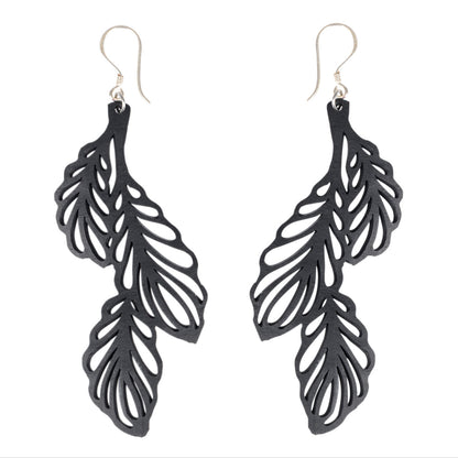 Trifolia Upcycled Rubber Statement Leaf Earrings-1