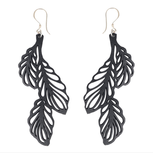 Trifolia Upcycled Rubber Statement Leaf Earrings-1