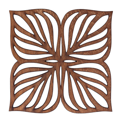 Botanical Upcycled Teak Wood Coasters - Set of 2 or 4-3