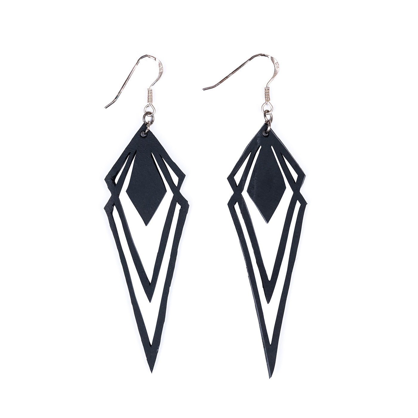 Kite Recycled Rubber Artistic Statement Earrings-1