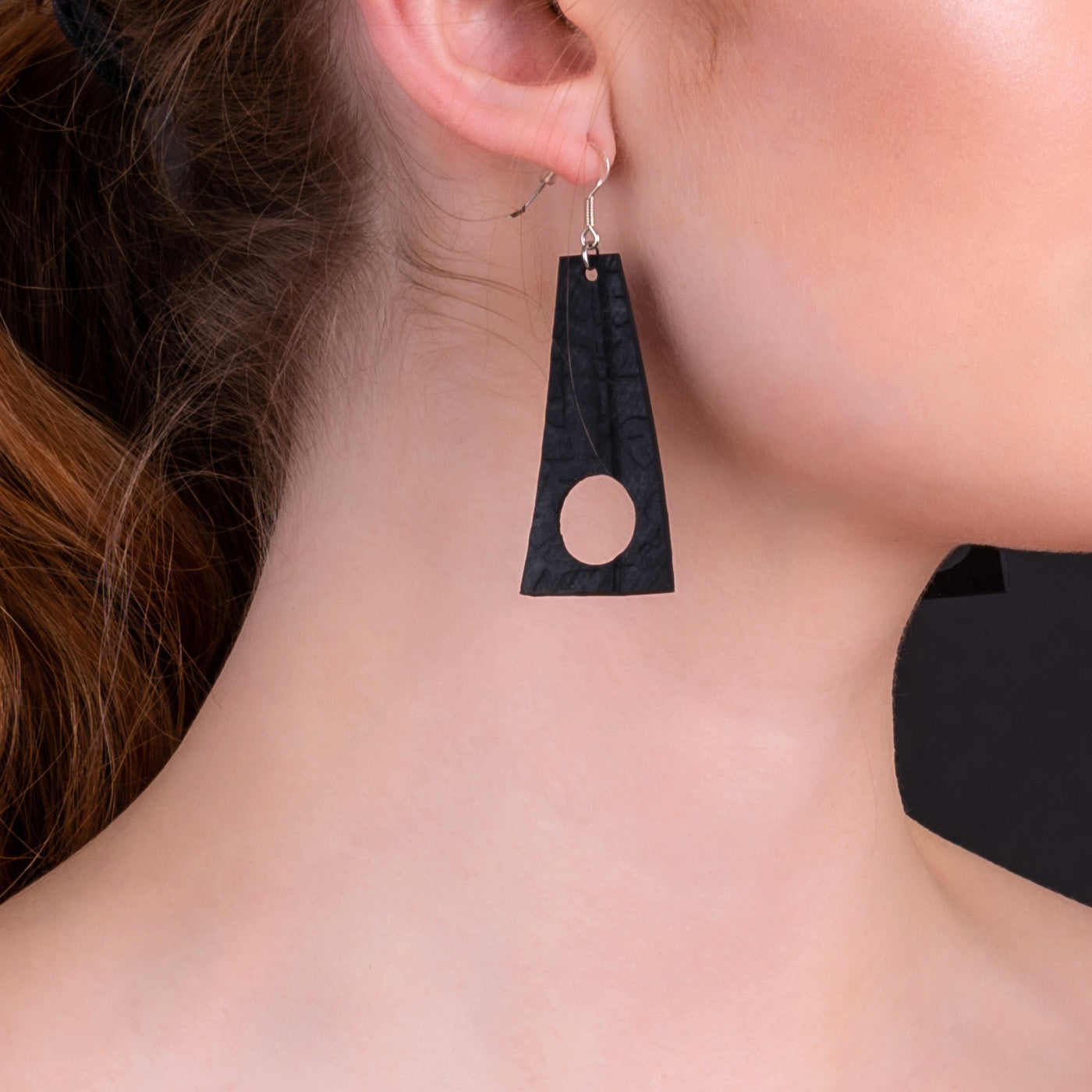 Block Recycled Rubber Earrings-0