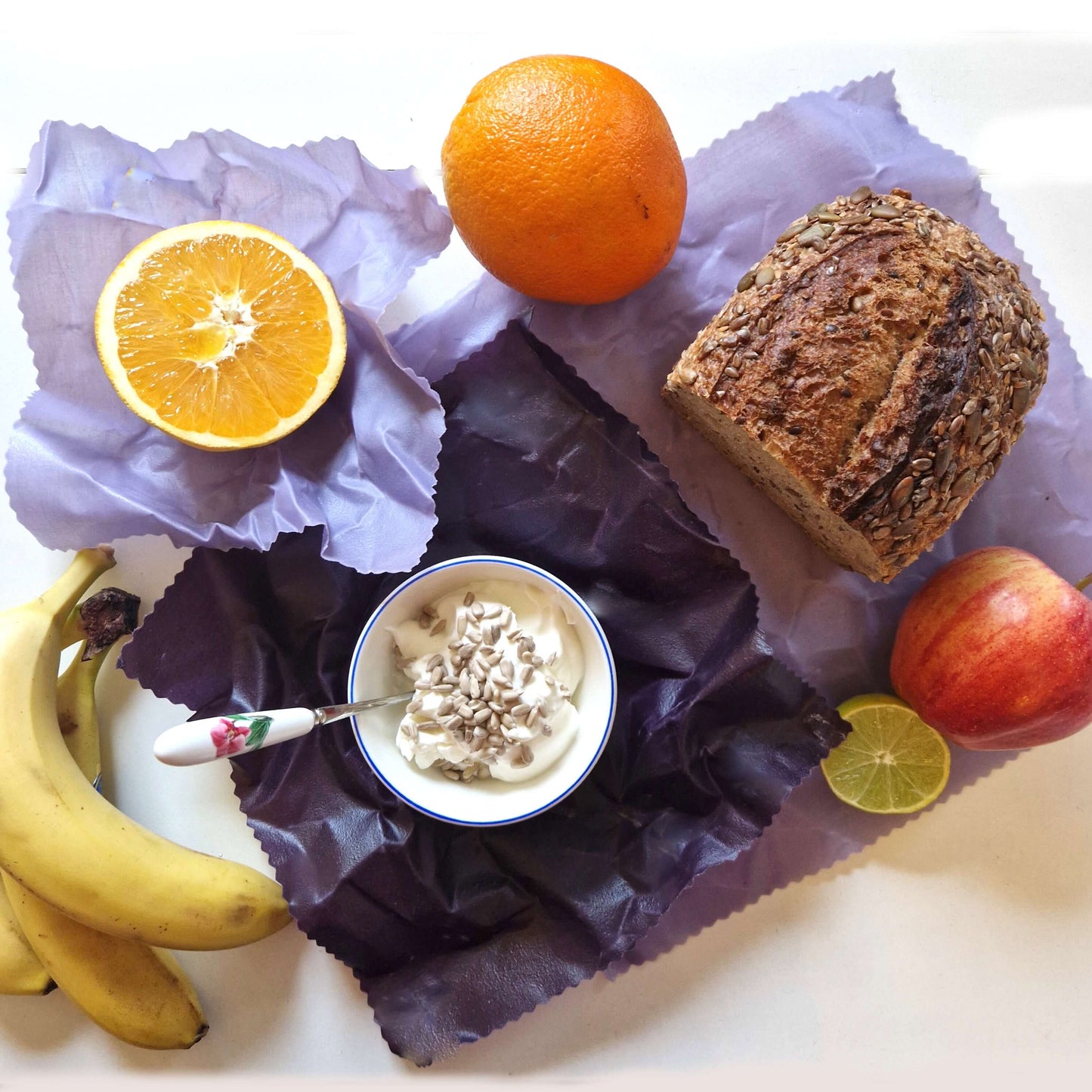 *Set of 3 Handmade Beeswax Wraps | Earth Tones Plum