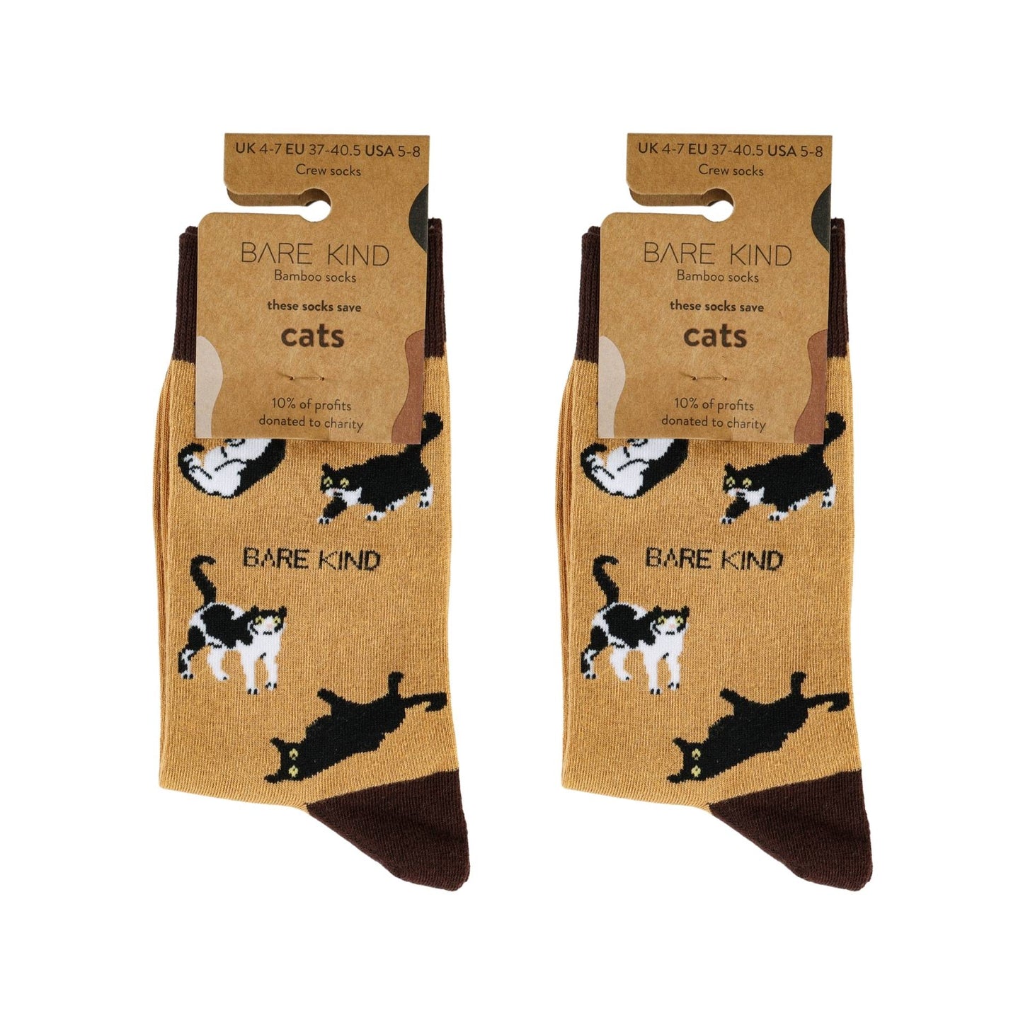 Brown Cat Pet 2 Pairs Bamboo Sock Set