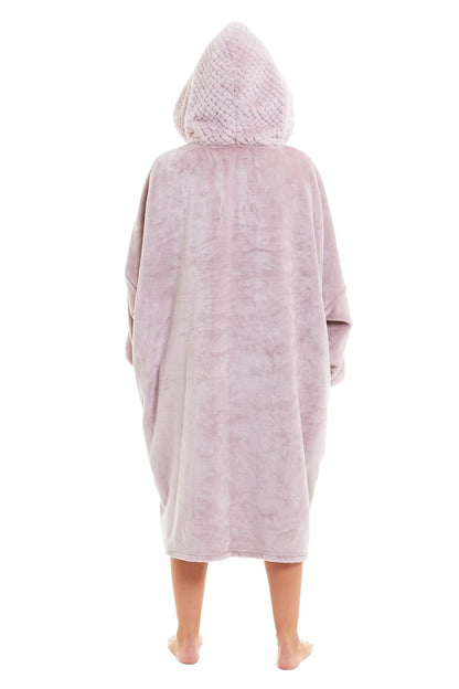 OLIVIA ROCCO Oversized Plush Hooded Poncho Blanket With Ultra-Soft Fur Hood Super Soft Sofa and Bed Use
