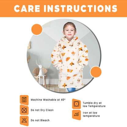 OLIVIA ROCCO Kids Oversized Hooded Blanket Hoodie Sherpa Fur Fleece Dogs Pattern