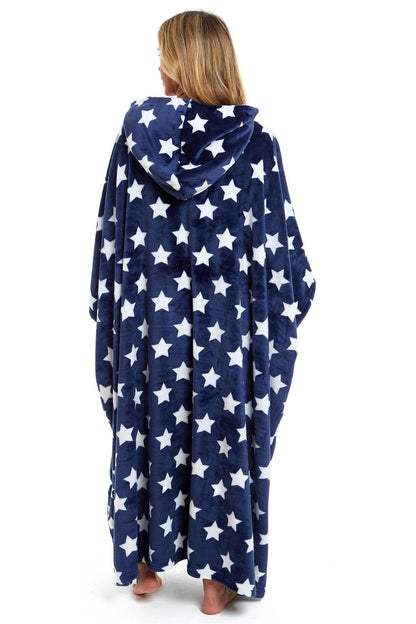 OLIVIA ROCCO Oversized Hooded Fleece Poncho Blanket Stars Polka Dots Easy Care for Cosy Home Layering