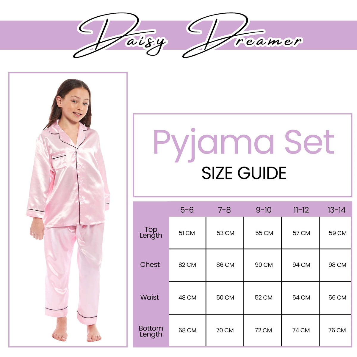 OLIVIA ROCCO Girls Satin Silk Long Sleeve Pyjama Set Black Pink Grey 5-14 Button Down