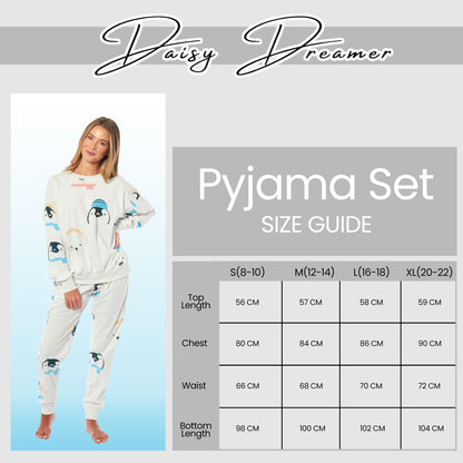 OLIVIA ROCCO Womens Soft Fleece Pyjama Set With Long Sleeve Penguins And Polar Bears