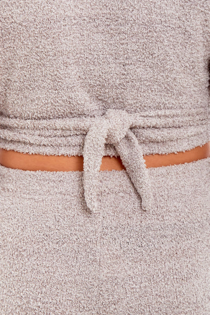OLIVIA ROCCO Womens Teddy Fleece Loungewear Set With Wrap Top And Stretch Pants Easy-Care Super Soft Sleep Set