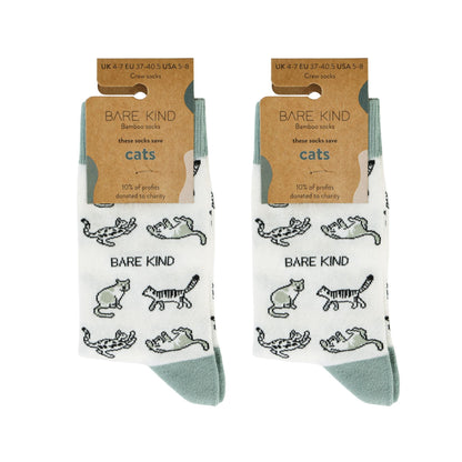 Green Cat Pet Pair Bamboo Sock Set
