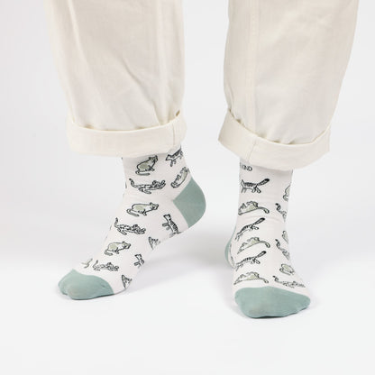 Green Cat Pet Pair Bamboo Sock Set