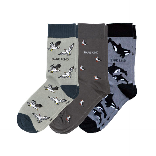 Grey Lover Sea 3 Bamboo Sock Set