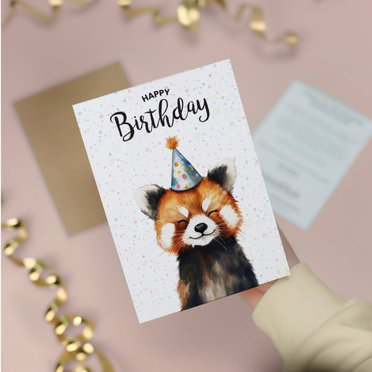 Birthday Card For Him or Her Of A Red Panda Illustration For Him or Her Birthday Gift