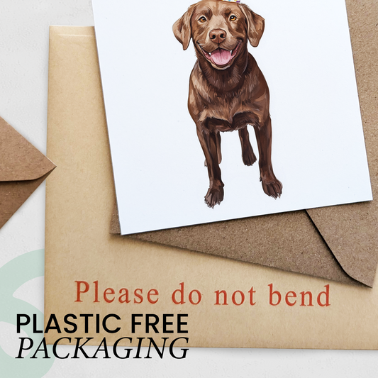 Chocolate Labrador Birthday Card – Cute Dog Lover Card with Party Hat – Pawsome Birthday Greeting Card for Dog Owners