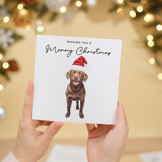 Chocolate Labrador Dog Christmas Card – Cute Dog Lover Christmas Card – Eco Friendly “Merry Christmas” Card – Chocolate Labrador Holiday Card