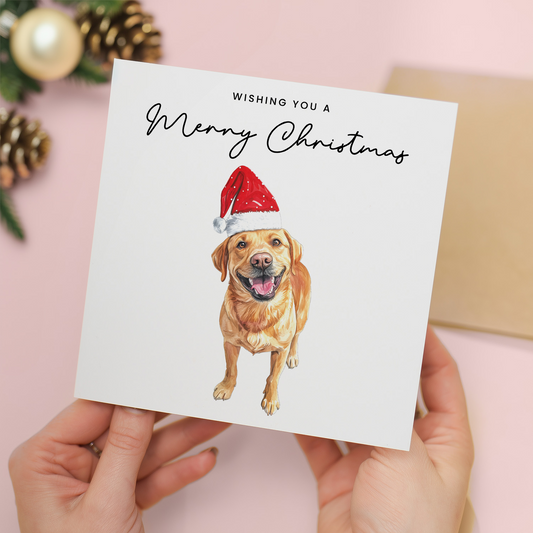 Yellow Labrador Dog Christmas Card – Cute Dog Lover Christmas Card – Eco Friendly “Merry Christmas” Card – Yellow Labrador Holiday Card