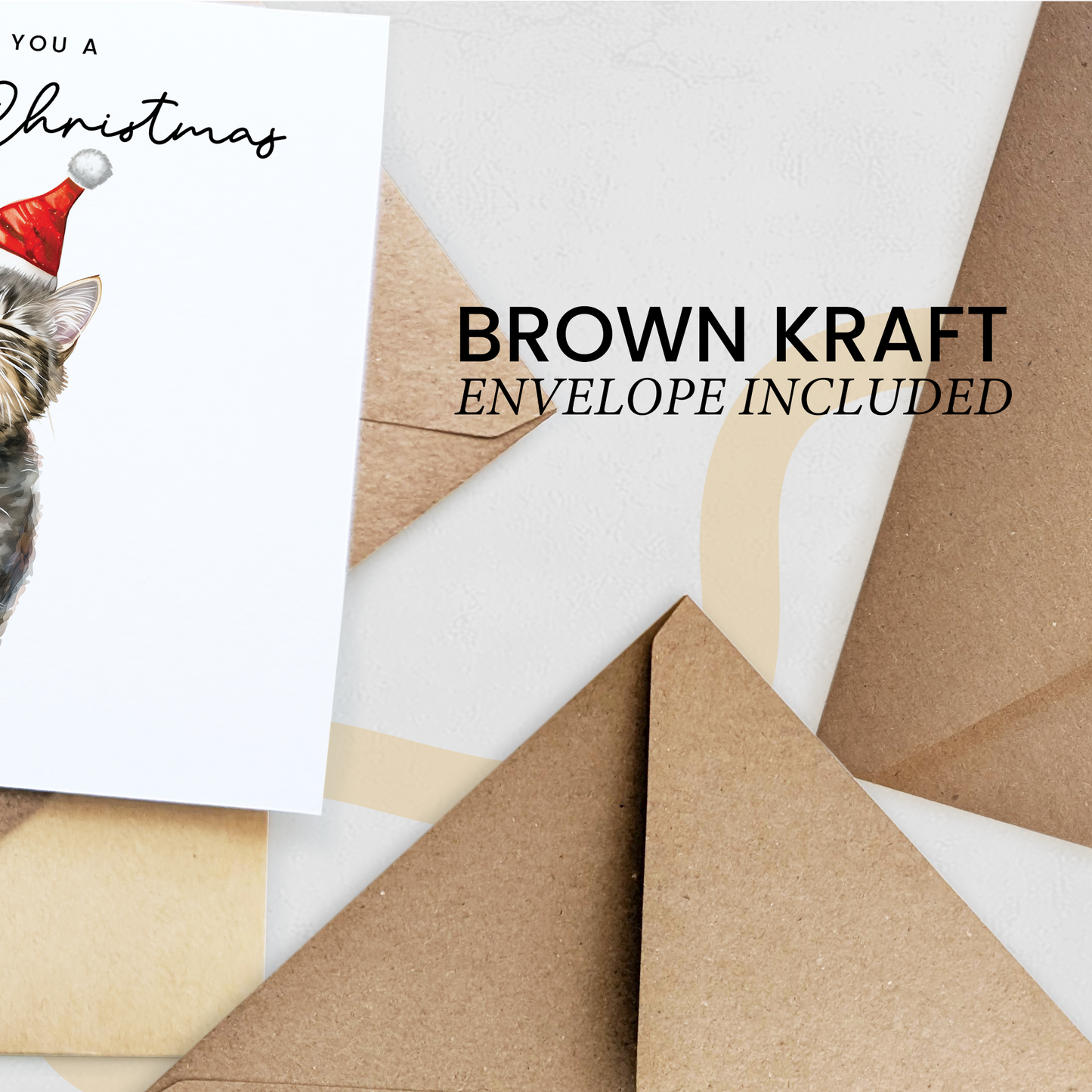 Cat Christmas Card – Cute Tabby Cat Lover Card – Eco Friendly “Merry Christmas” Card – Funny Pet Holiday Card