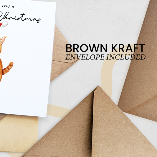 Ginger Cat Christmas Card – Cute Cat Lover Card – Eco Friendly “Merry Christmas” Card – Orange Tabby Cat Holiday Card