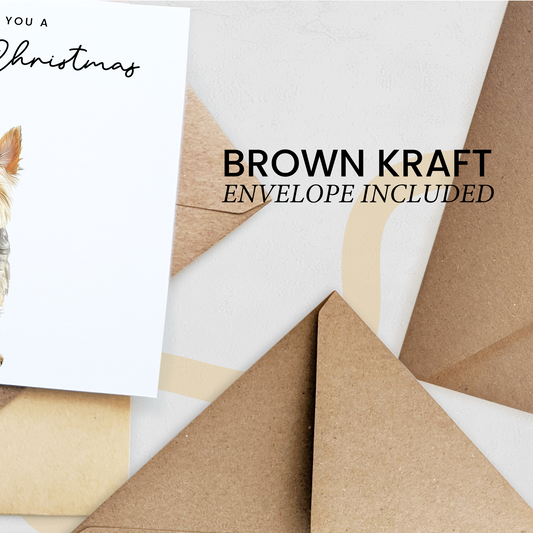 Yorkshire Terrier Dog Christmas Card – Cute Dog Lover Christmas Card – Eco Friendly “Merry Christmas” Card – Yorkshire Terrier Holiday Card