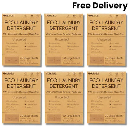 LiveCoco Eco-Laundry Detergent Sheets (60-360 Loads)