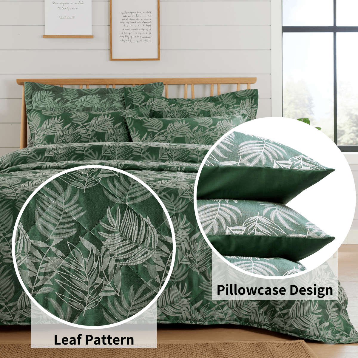 Leaf Jacquard Reversible Duvet Cover Sets - Cotton Blend for Ultimate Comfort & Eco-Friendly